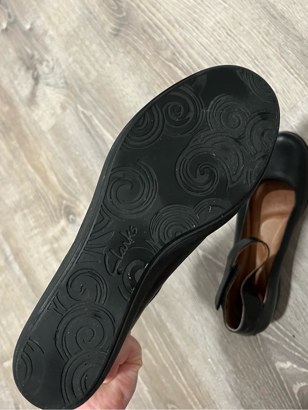 Clark’s Black Ankle-Strap Wedge Pumps / mary jane clogs - Picture 5 of 7